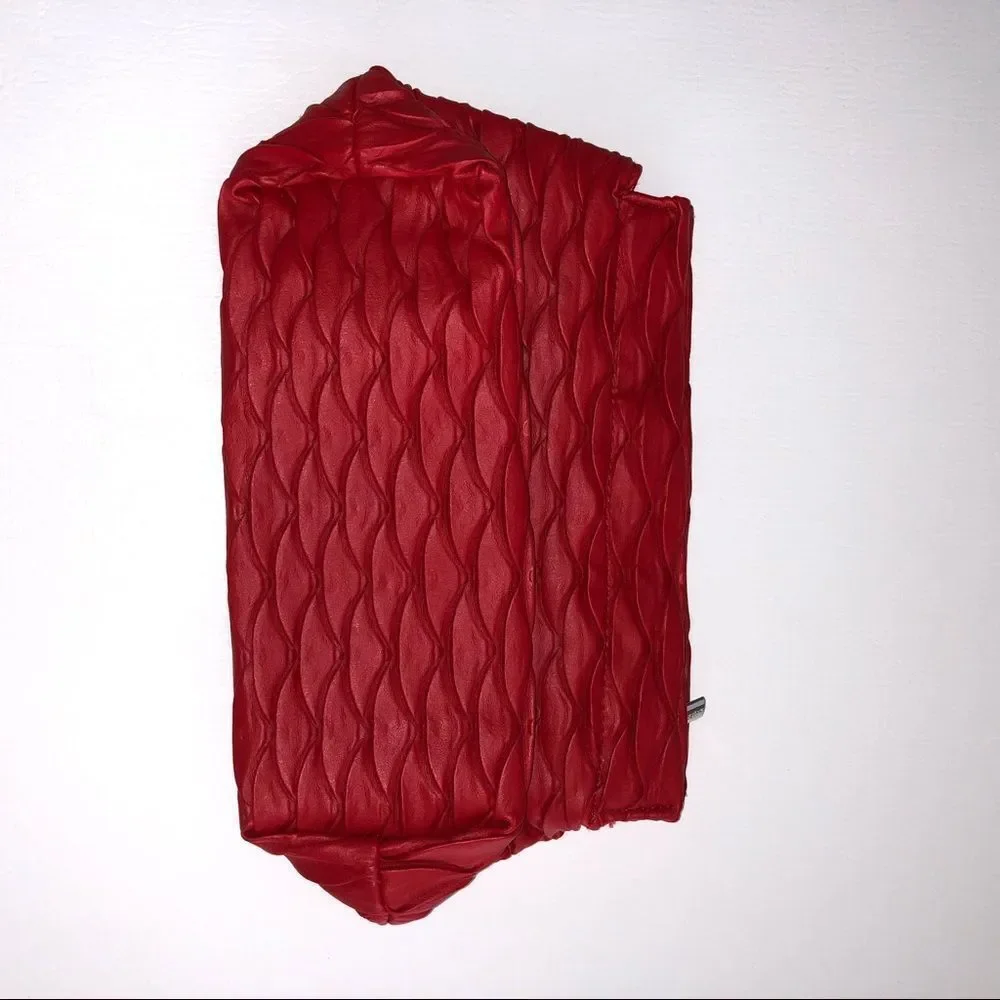 Red Scallop Textured Zippered Cosmetic Makeup Organizer Bag RevitaLash